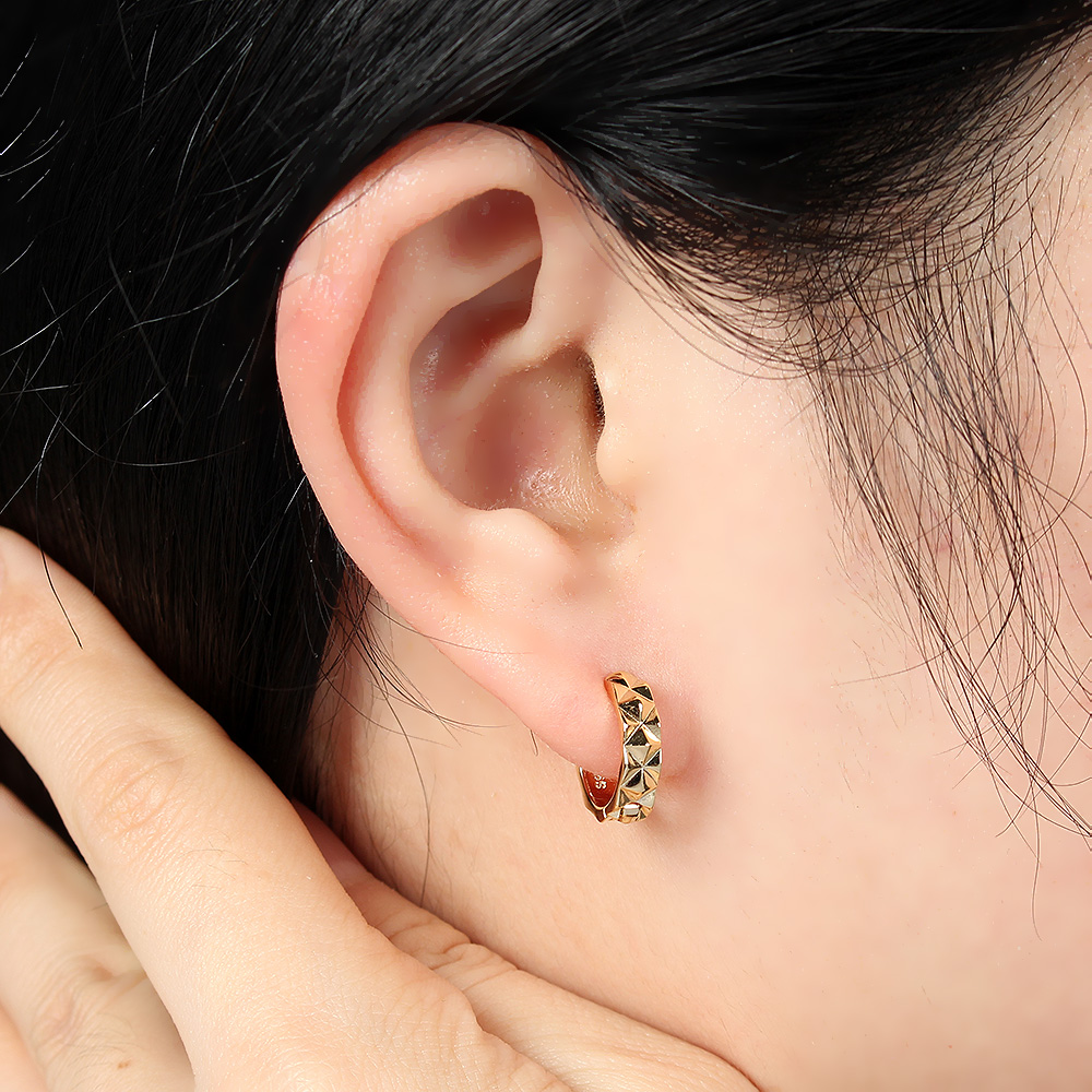 Oce 18k 도금침 커팅 링 은 귀걸이 캐쥬얼 이어링 귀 장신구 장식품 실버 액세서리