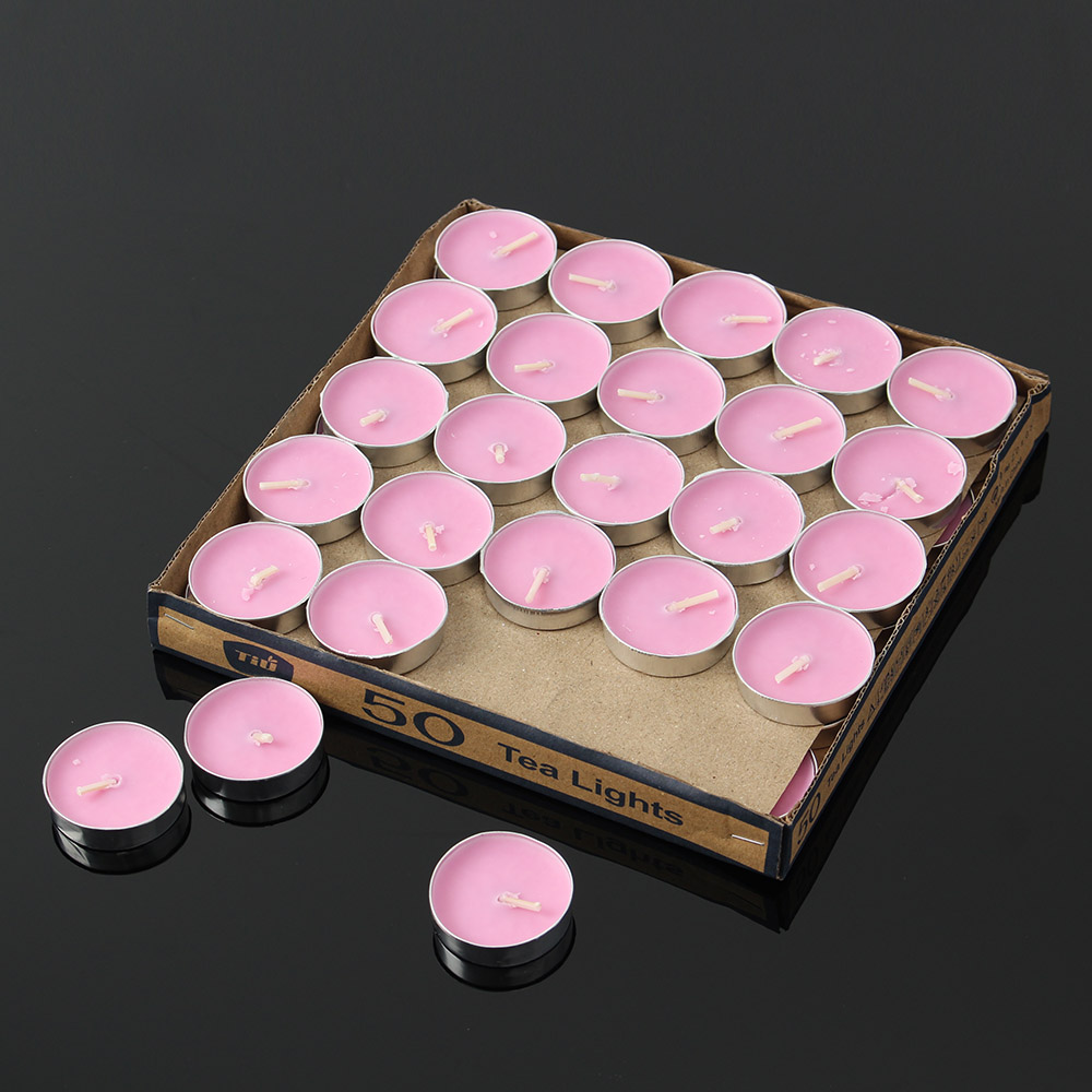Oce 무향 캔들 미니 양초 50p 원형 핑크 색깔초 생일 파티 무드등 미니 랜턴