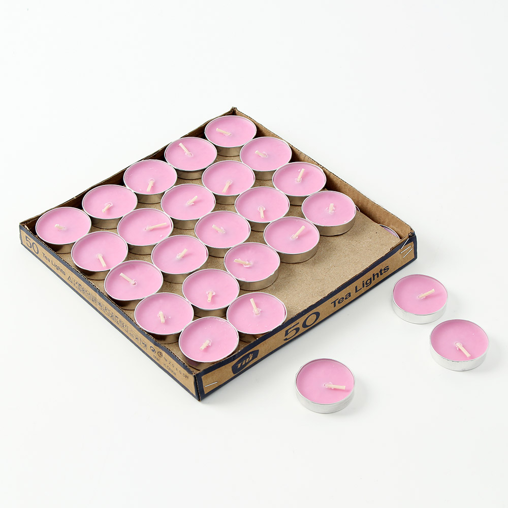 Oce 무향 캔들 미니 양초 50p 원형 핑크 색깔초 생일 파티 무드등 미니 랜턴