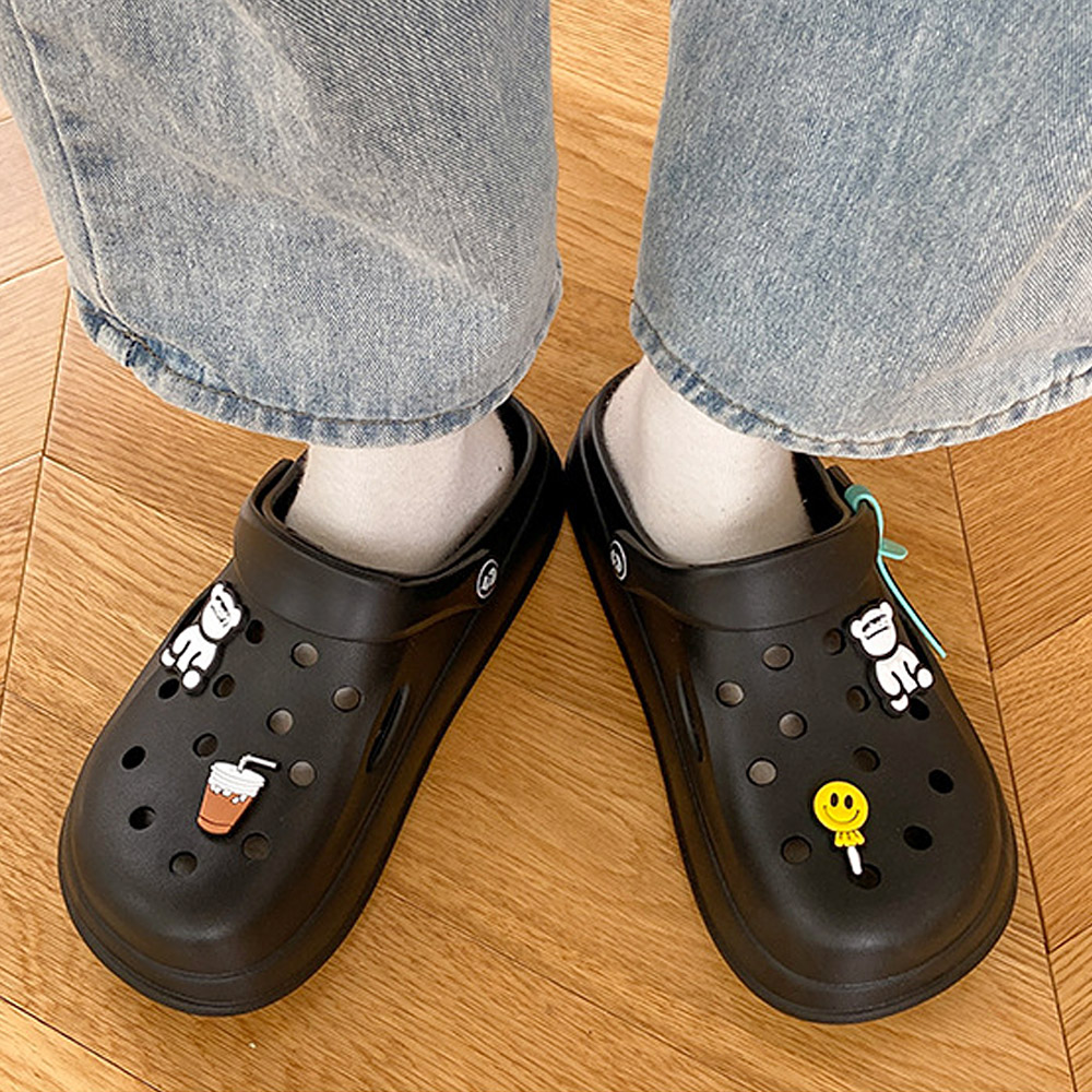 Oce 귀여운 워터 슈즈 아쿠아 샌들 240-245mm 블랙 발편한 여름 신발 아쿠아 신발 발이 편한 eva 슬리퍼
