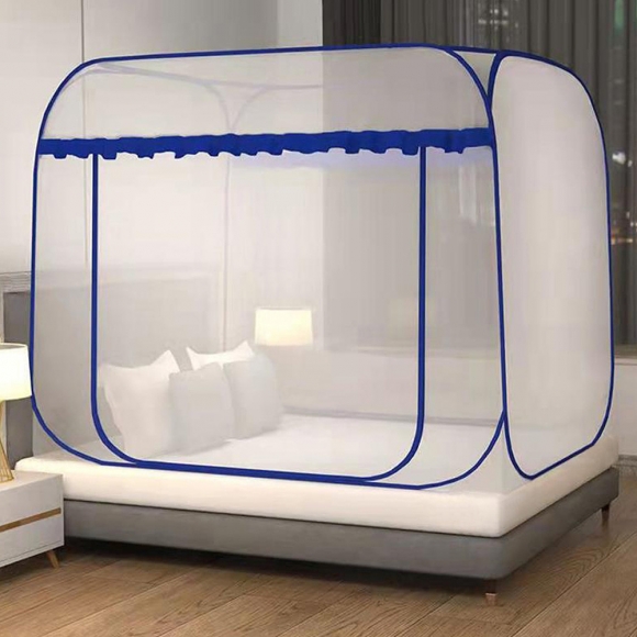 [리빙피스] 굿나잇 사각 원터치 침대모기장(150x200cm) (블루)