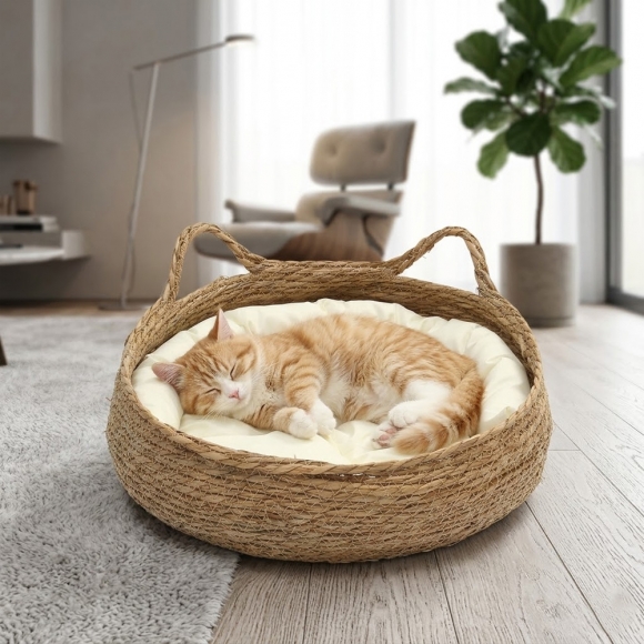 쫑긋 고양이 바구니 하우스(40cm) (화이트)