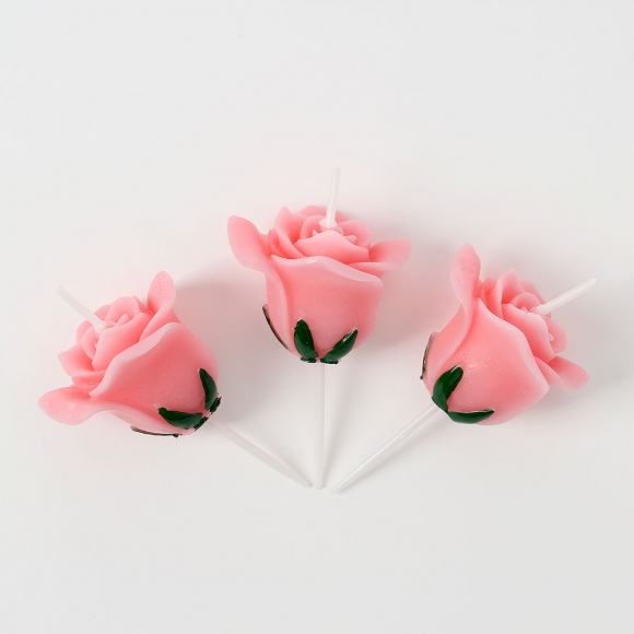 해피니스 장미꽃 생일초 3p세트(핑크)