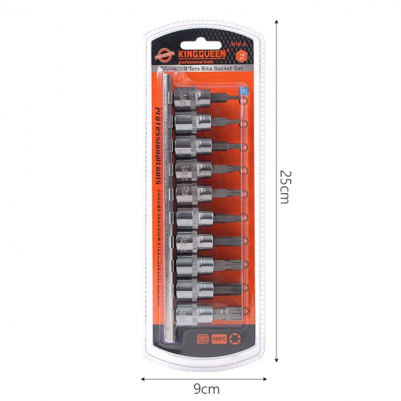 킹퀸 3/8형 별비트소켓 10종세트