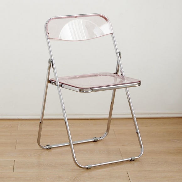 아크릴 투명 접이식 의자 (핑크)