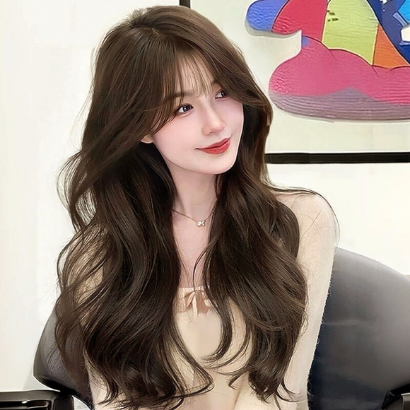 [언니네 가발] 내추럴 웨이브 긴머리 통가발(브라운)