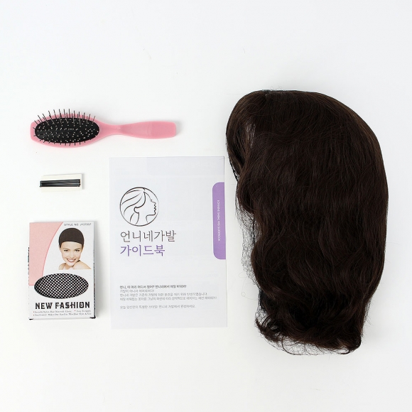 [언니네 가발] 물결펌 단발머리 통가발(브라운)