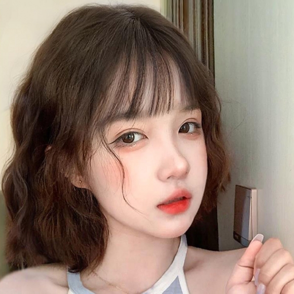 [언니네 가발] 물결펌 단발머리 통가발(브라운)