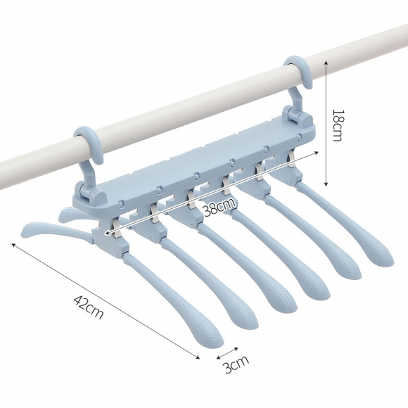 옷장 공간활용 6단 접이식 옷걸이(블루)