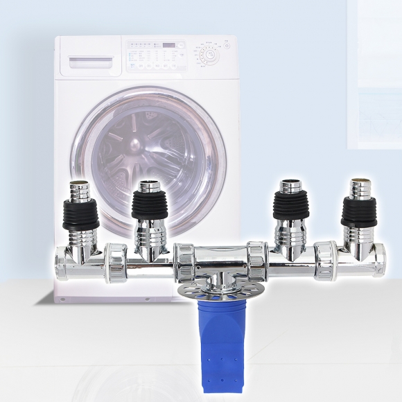 역류냄새방지 세탁기 배수구 트랩(4구 하수구망)