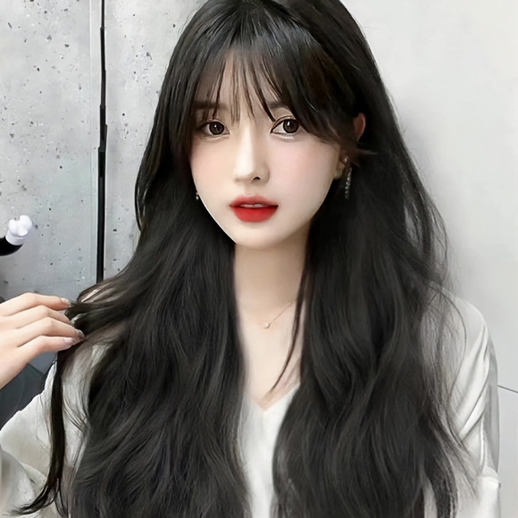 [언니네 가발] 루즈 웨이브 긴머리 통가발(블랙)