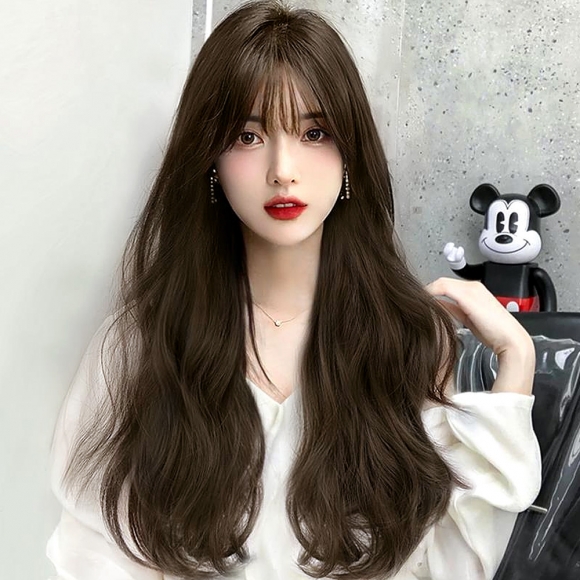 [언니네 가발] 루즈 웨이브 긴머리 통가발(브라운)