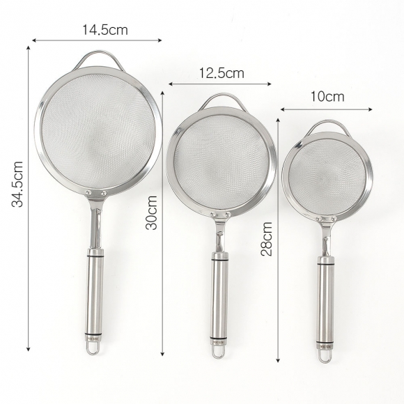 [쿠킹홈] 304스텐 거름망 건지개 3종세트(14.5/12.5/10cm)