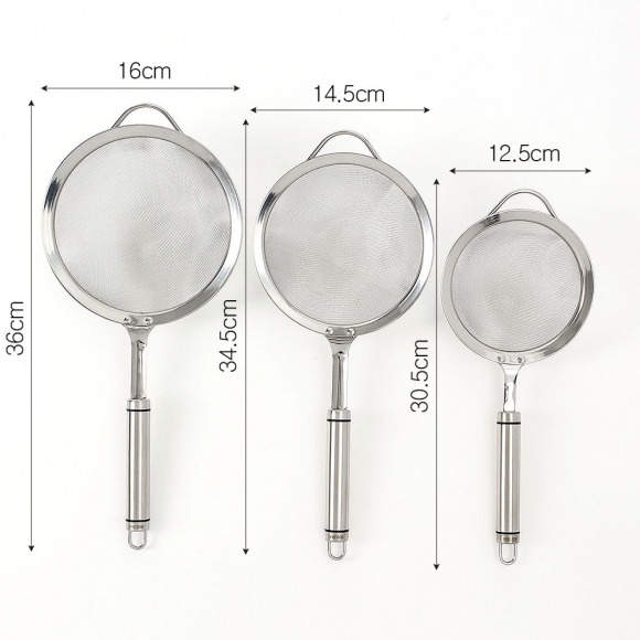 [쿠킹홈] 304스텐 거름망 건지개 3종세트(16/14.5/12.5cm)