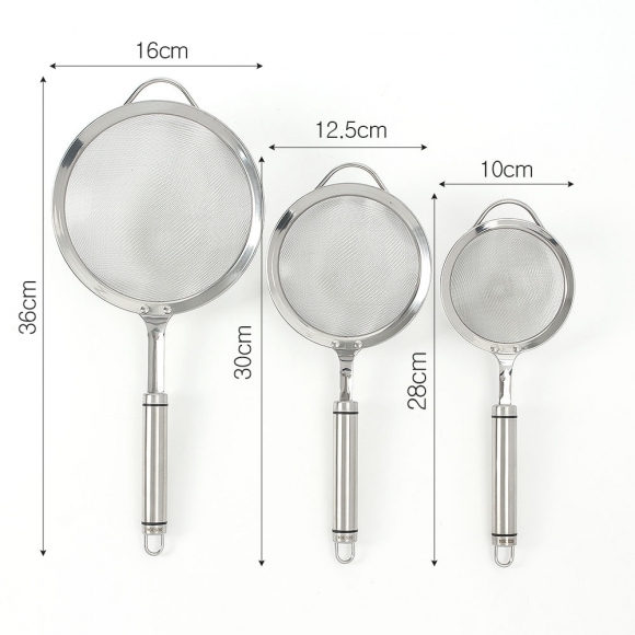 [쿠킹홈] 304스텐 거름망 건지개 3종세트(16/12.5/10cm)