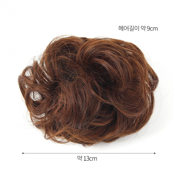 [언니네 가발] 똥머리 집게핀 가발(파마머리) (라이트브라운)    
