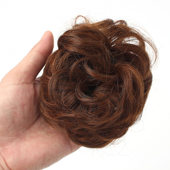 [언니네 가발] 똥머리 집게핀 가발(파마머리) (라이트브라운)    