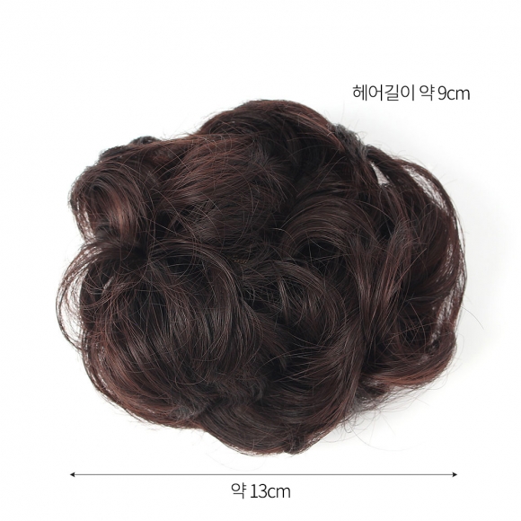 [언니네 가발] 똥머리 집게핀 가발(파마머리) (브라운)  