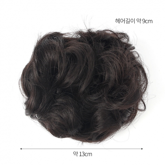 [언니네 가발] 똥머리 집게핀 가발(파마머리) (내추럴블랙)  
