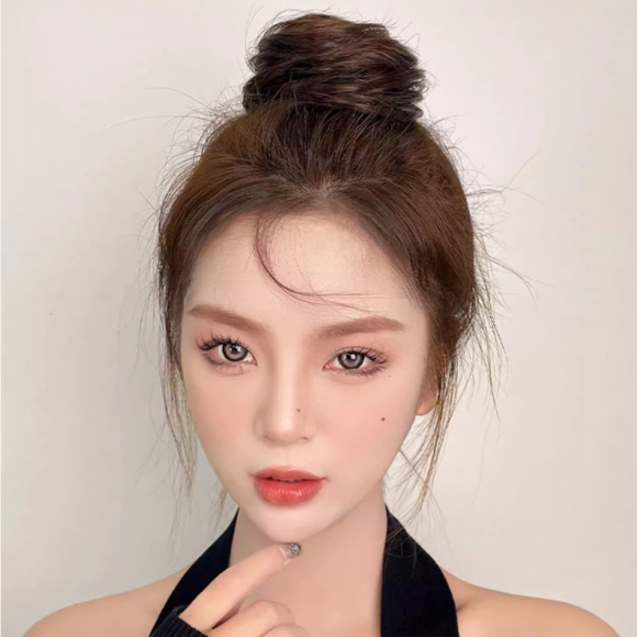[언니네 가발] 똥머리 집게핀 가발(생머리) (라이트브라운)    