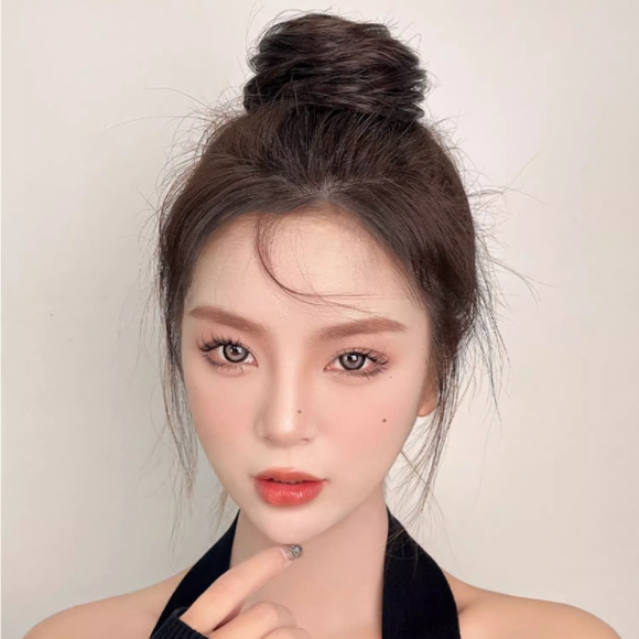 [언니네 가발] 똥머리 집게핀 가발(생머리) (브라운)  