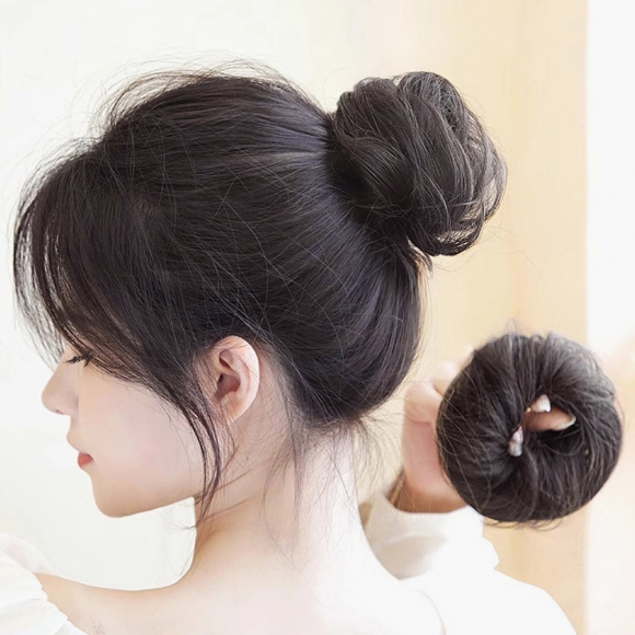 [언니네 가발] 인모 올림머리 곱창밴드 가발(생머리) (브라운)   