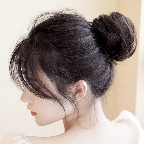 [언니네 가발] 인모 올림머리 곱창밴드 가발(생머리) (브라운)   