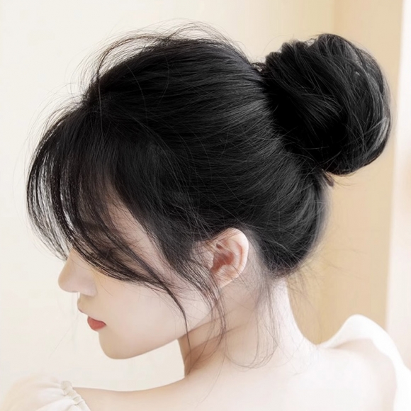 [언니네 가발] 인모 올림머리 곱창밴드 가발(생머리) (블랙) 