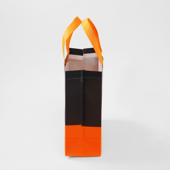 투톤 컬러 부직포 가방 4p세트(32x28cm) (블랙+오렌지)