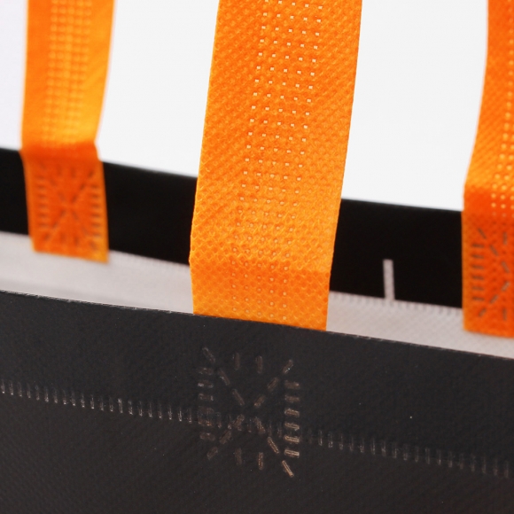 투톤 컬러 부직포 가방 4p세트(32x28cm) (블랙+오렌지)