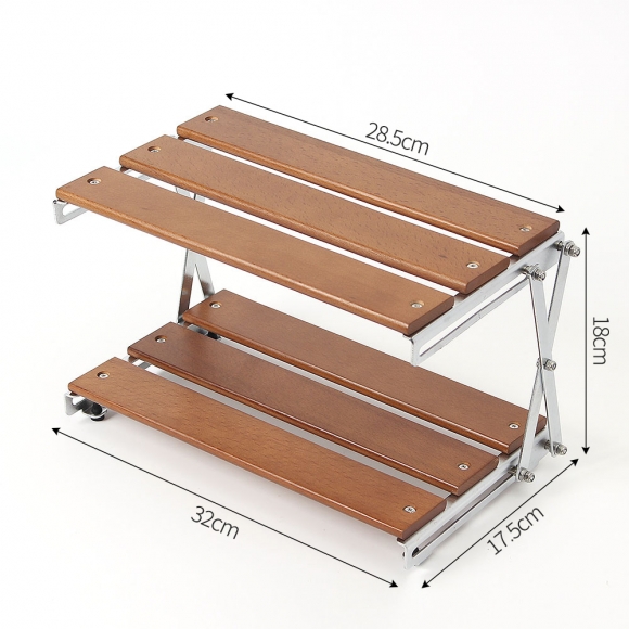 2단 접이식 경량 캠핑 선반(우드)