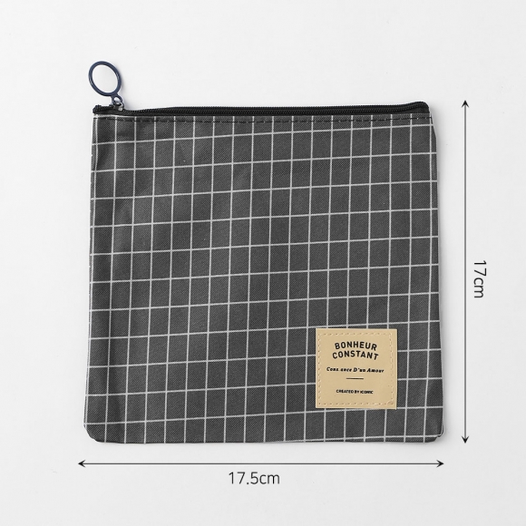 모던체크 사각 파우치 2p세트(그레이)