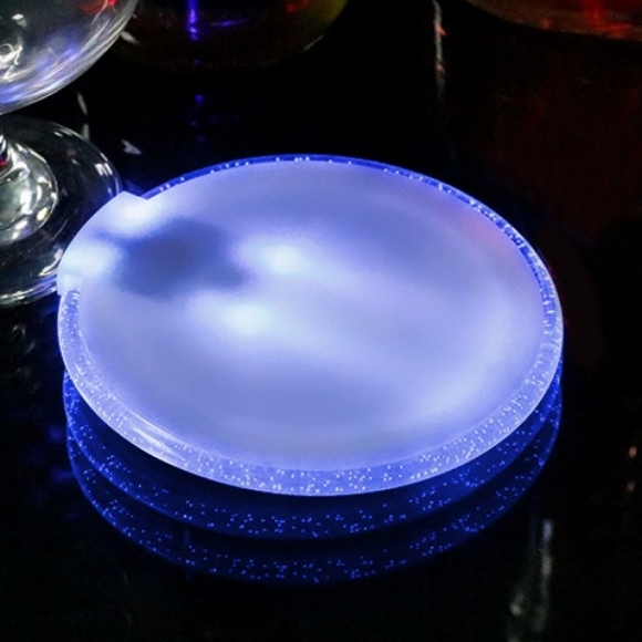 홈파티 자동 LED 컵받침(10cm) (블루)