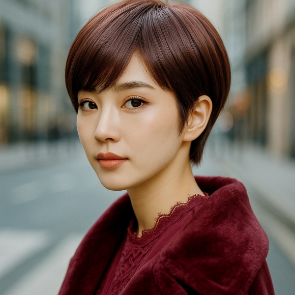 [언니네 가발] 내추럴 숏컷 통가발(마호가니브라운)