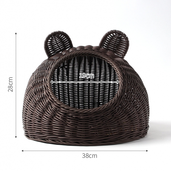 고양이 라탄패턴 숨숨집(38cm) (커피)