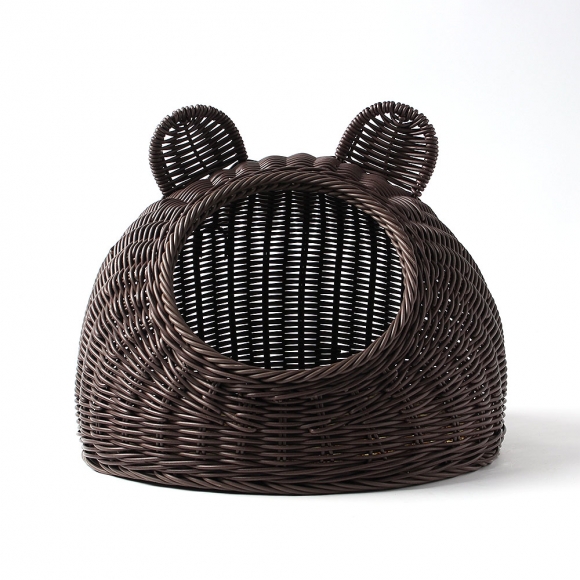 고양이 라탄패턴 숨숨집(38cm) (커피)