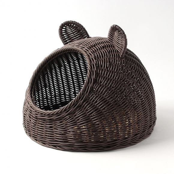 고양이 라탄패턴 숨숨집(38cm) (커피)