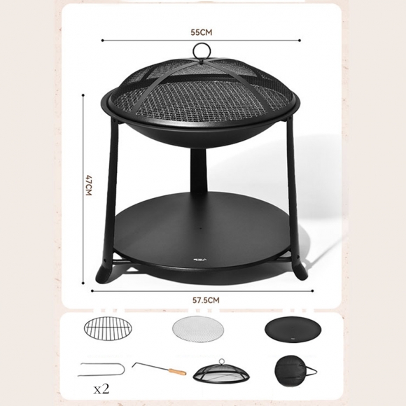 가정용 다기능 바베큐 그릴 숯불 화로 세트 (55CM)