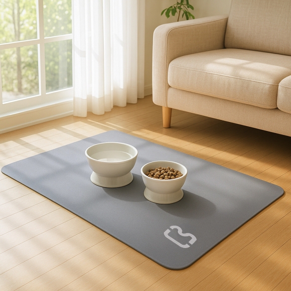 흡수왕 규조토 반려동물 식기매트(90x60cm) (부엉이) (챠콜)