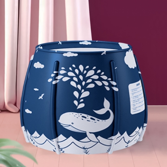 항아리 접이식 간이 욕조 세트(250L) (다크 블루)