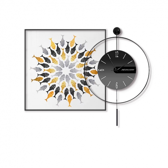 인테리어 추상 그림액자+벽시계J(50CM*50CM)