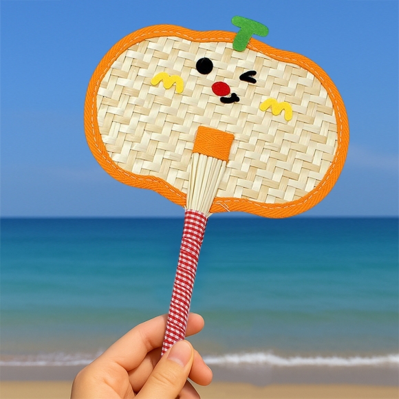 귀여운 표정 야생초 부채(호박)