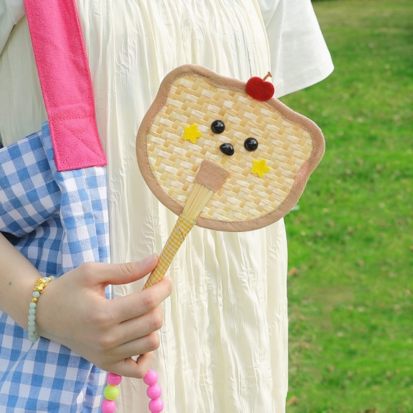 귀여운 표정 야생초 부채(곰돌이)