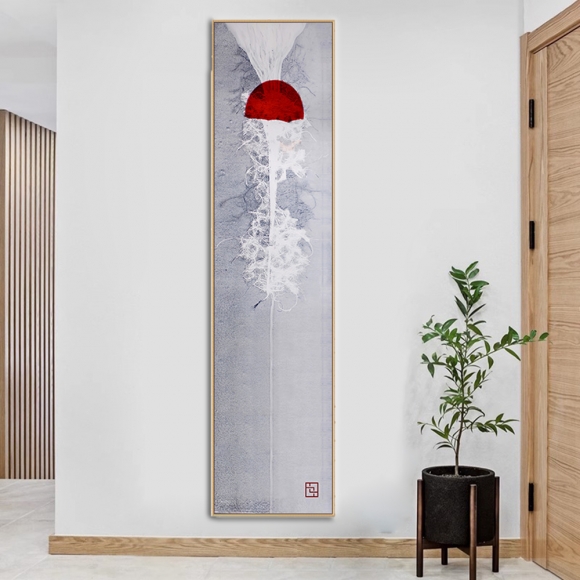 인테리어 수묵 담채화 캔버스 그림액자C(150cm*40cm)