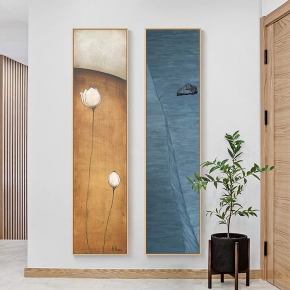인테리어 수묵 담채화 캔버스 그림액자E(150cm*40cm)