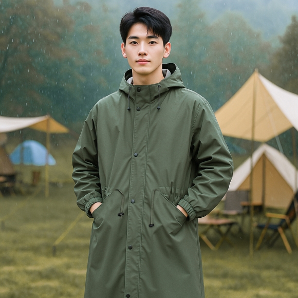트렌드 남녀공용 바람막이 레인코트 XL (그린)