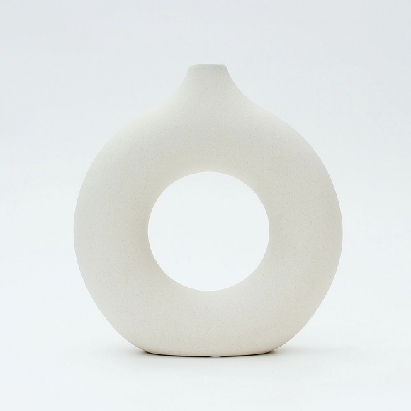 루미 도자기 인테리어 꽃병(19.5x18cm) (베이지)