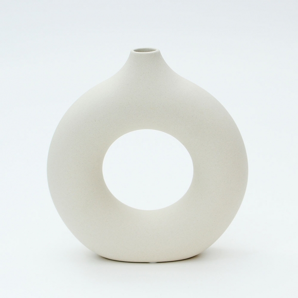 루미 도자기 인테리어 꽃병(19.5x18cm) (베이지)