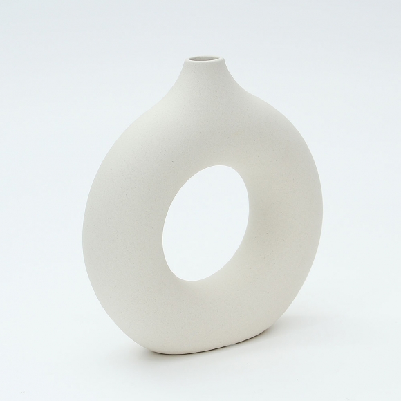 루미 도자기 인테리어 꽃병(19.5x18cm) (베이지)