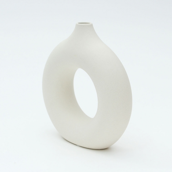 루미 도자기 인테리어 꽃병(19.5x18cm) (베이지)